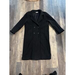 Forecaster of Boston Vintage Pure Wool Double Breasted Long Overcoat Black 11/12
